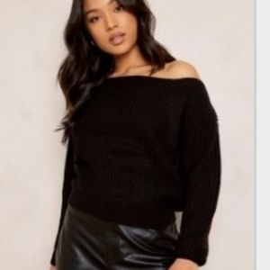 Boohoo crop off shoulder sweater